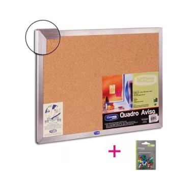 Imagem de Quadro Mural Aviso de Cortiça 60cmx45cm Moldura Alumínio, Lembretes e Decoração - Cortiarte