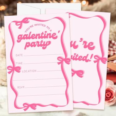 Imagem de CWIOQPYI Convites do Dia de Galentinas, conjunto de 25 cartões de convite do dia de Galentine rosa com envelopes, convites de feliz dia de Galentine para suprimentos de festa - A06