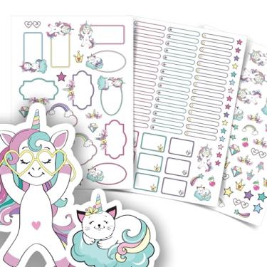 Imagem de Etiqueta Escolar Menina com TAG + Caneta (Unicórnio Teen, Kit de Etiquetas)