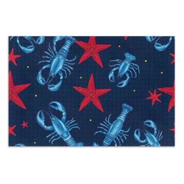 Imagem de Quebra-cabeça de lagosta náutica azul estrela adulto 500 peças brinquedo família arte divertido jogo de quebra-cabeça família presentes tecnológicos, 51 x 35 centímetros