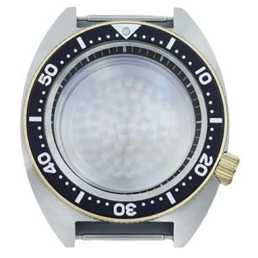 Imagem de FEIYASHI Caixa de relógio modificada à prova d'água de aço 10 ATM de 41 mm para NH35 NH34 NH36 Movimento SKX Abalone acessórios de relógio, Prata e ouro 7, Black Chapter Ring, Caixa de relógio de luxo