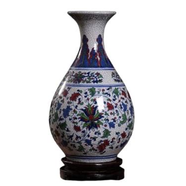 Imagem de Vasos de porcelana azul e branco, porcelana chinesa azul e branca para sala de estar, estudo, vaso de flores de cerâmica - 31 cm x 10 cm
