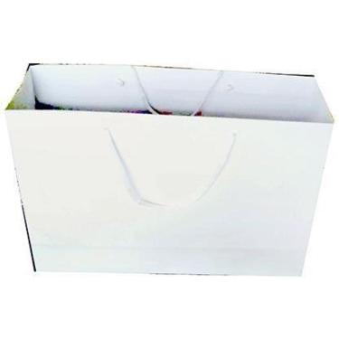 Imagem de Sacola De Papel Branca 135G 22X10X25Cm Pacote Com 50 Unidade