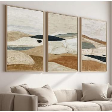 Imagem de Kit 3 Quadros Decorativos Com Moldura Tecido Canvas, Arte Para Quarto, Sala, Corredor, 60x90cm