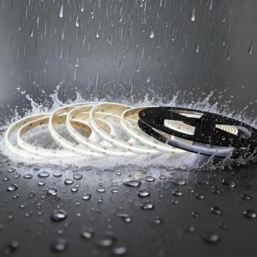 Imagem de Fita de LED COB IP68 à prova d'água, 480 LEDs/m CRI> 90 6000K de silicone sólido branco frio selado sem pontos, fita de LED para ambientes externos, piscina, banheiro, paisagem (sem fonte de