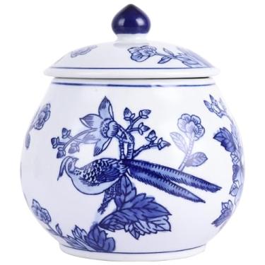 Imagem de Jarra de gengibre de porcelana azul e branca estilo dinastia Ming e Qing - Jarra decorativa chinoiserie floral pintada à mão, vaso de flores de cerâmica e pote de armazenamento para decoração de casa
