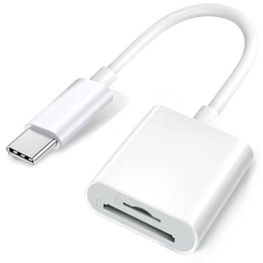 Imagem de Leitor de câmera Apple USB-C para cartão SD e TF para iPhone 15/15 Plus/15 Pro/15 Pro Max, MacBook Pro M1 Air, iPad Pro/Air, iMac, Surface, Galaxy S22/S21 Ultra e outros dispositivos USB C (Branco-2)
