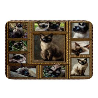 Imagem de Feelyou Tapetes de banheiro siameses para crianças, meninos, meninas, gatos, fofos, para banheira, 51 x 81 cm, tapetes de banho kawaii, para banheiro, presente para amantes siameses, acessórios de