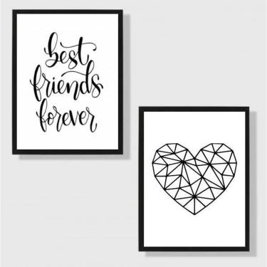Imagem de Kit 2 Quadros Best Friends Forever 45X34Cm Moldura Preta