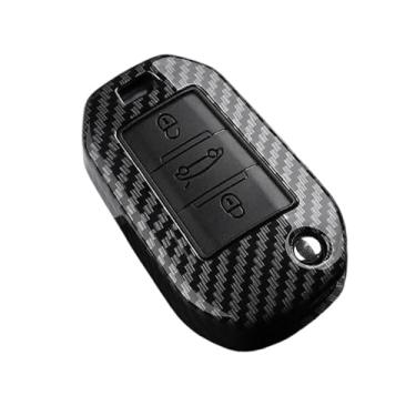 Imagem de Capa de chave de carro de fibra de carbono compatível com Peugeot 208 2008 308 3008 508 408 307 4008 para Citroen C3 C4 C5 C6 C8 chaveiro(Carbon 3A)
