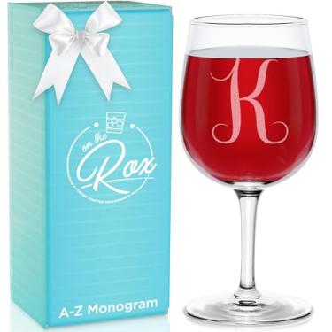 Imagem de Monograma 340 ml Vidro gravado Elegante Vinho - Bebendo vinho tinto ou branco com estilo - para qualquer ocasião especial - por: On The Rox, K-Monogram, 1