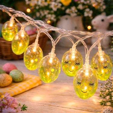 Imagem de Pisca Varal Cordão Ovos Páscoa 10 Lâmpadas LEDs Amarelo 1,5m