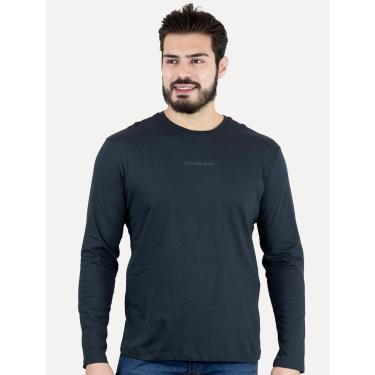 Imagem de Camiseta Calvin Klein Jeans Masculina Manga Longa Institutional Azul Marinho-Masculino