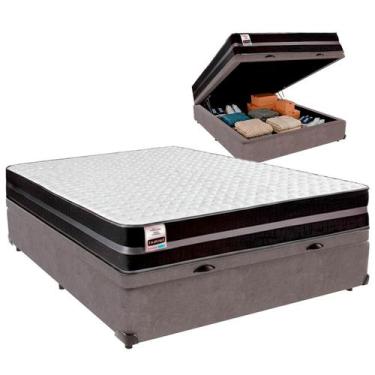 Imagem de Cama Box Baú Casal e Colchão Bogota Molas Ultralastic Inducol Cinza