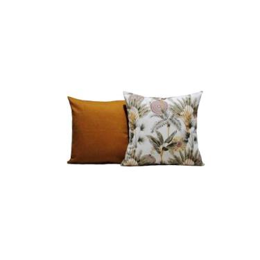 Imagem de Capas Almofadas 45 x 45 Tecido Algodão Estampa Floral Conjunto 2 Peças
