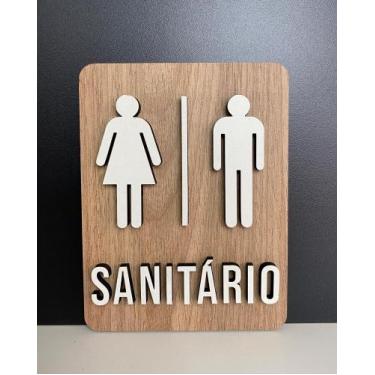 Imagem de Placa de sinalização Sanitário Masculino e Feminino em MDF - Realaser 