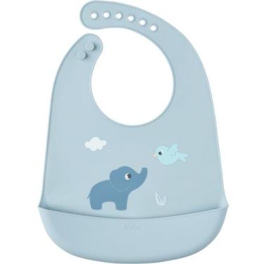 Imagem de Babador em silicone com pega-migalhas cloudy elefante - azul - buba