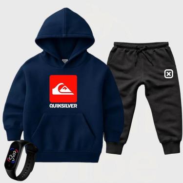 Imagem de Conjunto Infantil 3 Peças Moletom Calça moleton Relógio Digital Look Completo-Unissex