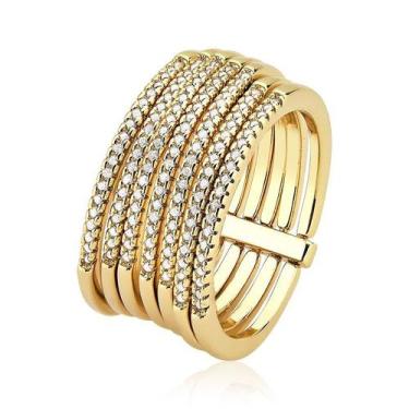 Imagem de Anel Sete Elos Cravejados Folheado a Ouro 18k - Maise Joias, 20