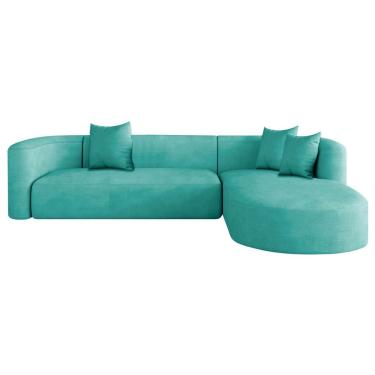 Imagem de Sofá Modular Celinne Luxuoso Sala De Estar Decoração Luxo 265cm Suede Azul Tiffany