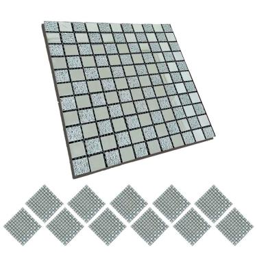 Imagem de Pastilha De Vidro Kit 11 Uni Autocolante Parede Cozinha Banheiro Decorativa Facil Aplicacao Reforma Requinte Moderna