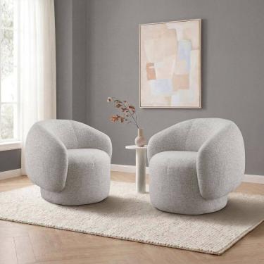 Imagem de Conjunto 2 Poltronas com Base Fixa Estofadas Espresso Móveis Ivy Cinza