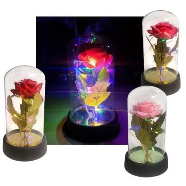 Imagem de Kit 3 Rosa Led Presente Dia Das Mães Namorados Luminária Cúpula - Mkt 