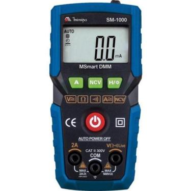 Imagem de Multímetro Digital SM-1000 com True RMS e Seleção Automática azul-preto Minipa