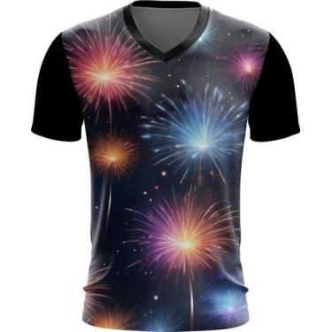 Imagem de Camiseta Gola V Fogos de Artifício Rojões Ano Novo 5 - Kasubeck Store®