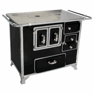 Imagem de Fogão A Lenha Venâncio Tradicional Nº 02 Preto Gabinete Porta Dupla Chapa Em Ferro Fundido 28995