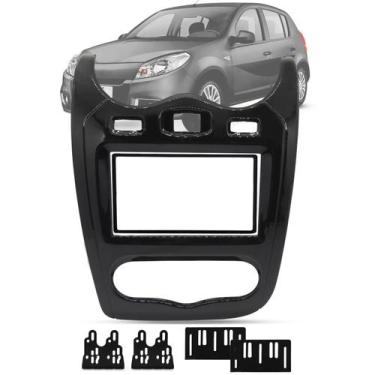 Imagem de Moldura 7" Polegadas 2 Din Renault Sandero 2012 até 2014 - Black Piano