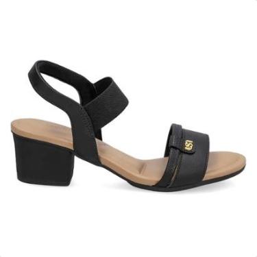 Imagem de Sandália Usaflex Feminina Salto Bloco Em Couro UD31003-Feminino