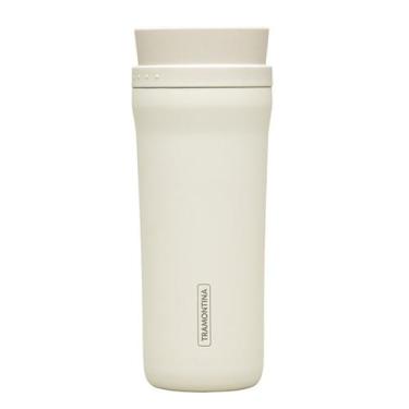 Imagem de Copo Térmico Aço Inox Tramontina Com Tampa Bocal 360º 460ml, Bege