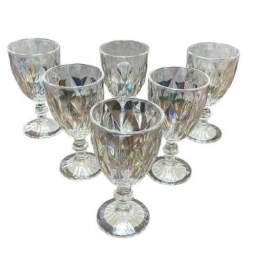 Imagem de Conjunto 6 Taças de Vidro Platinado Milbani 330ML para Água Sucos Drin