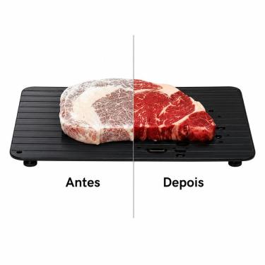 Imagem de Tábua de Descongelamento Inteligente Rápido Liga Metálica Condução Térmica Multifuncional Cozinha Preto