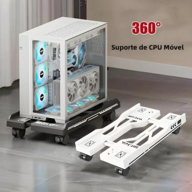 Imagem de Suporte Ajustável Para CPU Com Rodas Giratórias, Carrinho Para Computa