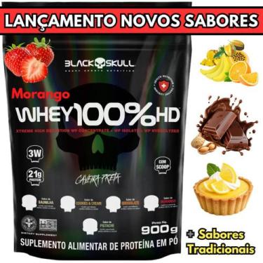 Imagem de Whey Protein 100 HD Pure 900g BLACK SKULL Isolado Hidrolisado Concentr