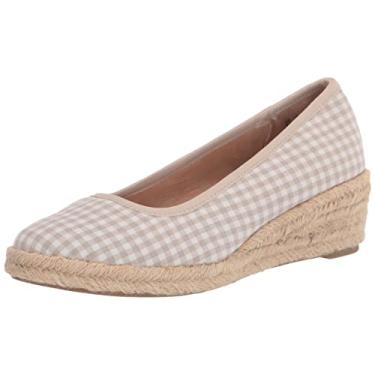 Imagem de LifeStride Karma Espadrille feminino sem cadarço, Guingão natural, 10 Wide