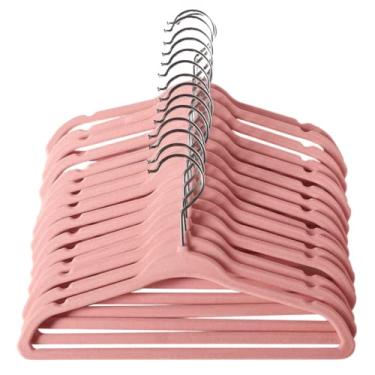 Imagem de Kit 50 Cabide Infantil Veludo Antideslizante Ultra Fino Moderno (Rosa)
