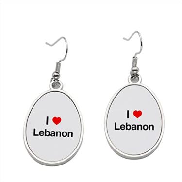 Imagem de Brinco I Love Lebanon - Brincos com pingente para meninas - Presente de festa de aniversário dos namorados