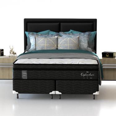 Imagem de Cama Box Queen Size Probel New Esplendore com Molas Ensacadas e Pillow Top 68 x 158 x 198cm - Branco/Preto