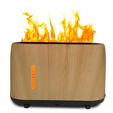 Imagem de Umidificadores de Névoa Fria para Quarto, Difusor de Óleo Essencial para Aromaterapia com Luz Noturna de Chama, Umidificador de Atomização Silencioso para Quarto de Bebê Escritório Ar-Condicionado (Grão de madeira clara)