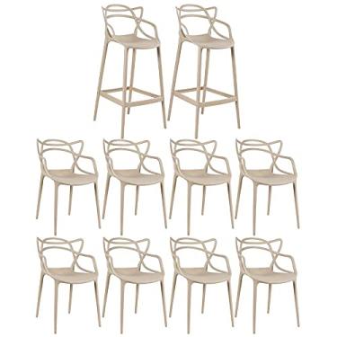 Imagem de Loft7, Kit - 8 x cadeiras + 2 x banquetas altas Masters Allegra - Nude