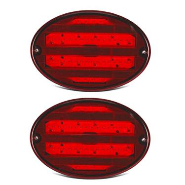 Imagem de Partsam 2 peças de 8,5 polegadas luzes traseiras de LED ovais 40 LED vermelho para reboque RV Motorhome Airstream Oval Led Stop Turn Tail Lights Luzes traseiras de montagem em superfície IP68 submersíveis com juntas de montagem