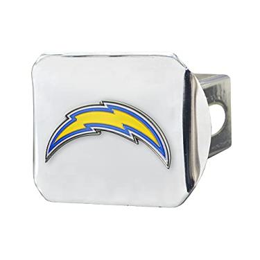 Imagem de FANMATS - Capa de engate de metal NFL Los Angeles Chargers 22606, cromada, capa quadrada de 5 cm tipo III