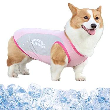 Imagem de Colete refrescante para animais de estimação camisetas de resfriamento instantâneo para cães grandes, médios e pequenos casaco de gelo de alta visibilidade para treinamento caminhadas ao ar livre, rosa, 4GG (peito: 78cm)