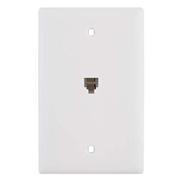Imagem de Tomada modular para telefone Legrand-Pass & Seymour TPTE1WCC12 com placa de parede, quatro condutores, branca