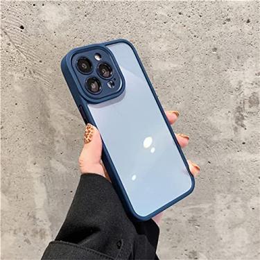Imagem de Capa protetora de lente de metal transparente de luxo para iPhone 13 12 11 Pro Max Fashion Silicone Bumper Capa à prova de choque, azul escuro, para iPhone 11