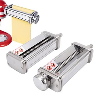 Imagem de YOUTHINK Acessório para máquina de macarrão, aço inoxidável, 8 engrenagens, cortador de rolo de folha, incluindo rolo de macarrão cortador de espaguete para batedeira