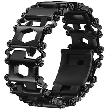 Imagem de Lemasa Pulseira Multiferramenta 29 em 1, Aço Inoxidável de 22 cm, Pulseira Masculina para Viagem ao Ar Livre, Tendência com Ferramenta de Empurrar